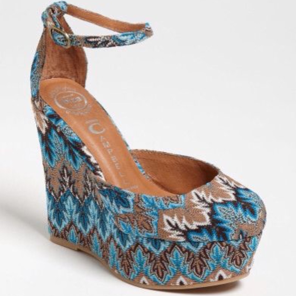 Jeffery Campbell Blue Paisley Wedges
